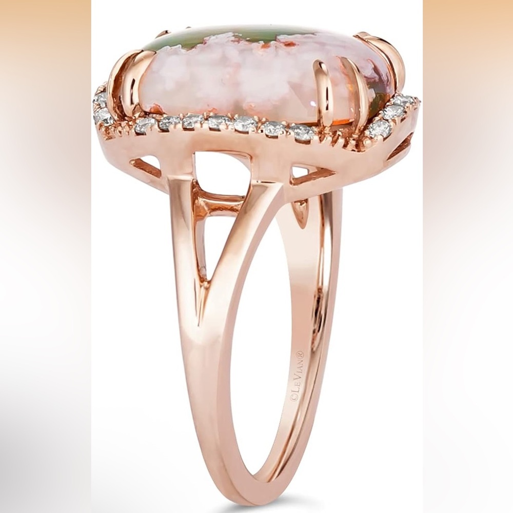 Beautiful 💜NWT ✨LeVian Rose Gold Ring with Green and Pink Stone sz 7 - Picture 9 of 11